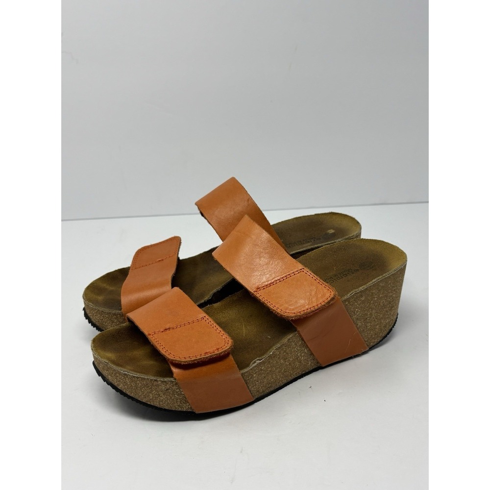 Eric Michael Women Lily Leather Cork Wedge Sandal Orange Women EU 38 (US 7.5-8)